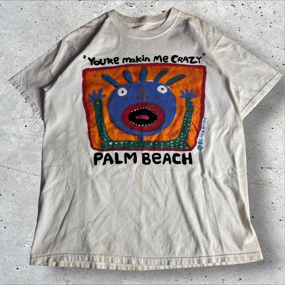 VTG You're‎ Makin Me Crazy Sunset Beach NC Big Head Designs Art T-Shirt Size L